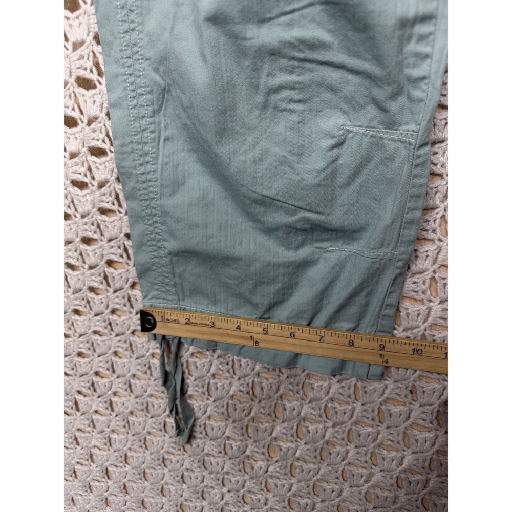 Eddie Bauer Cargo Capri Pants Women 12 Tall Green Hiking Casual Adjustable Ankle - Picture 6 of 10